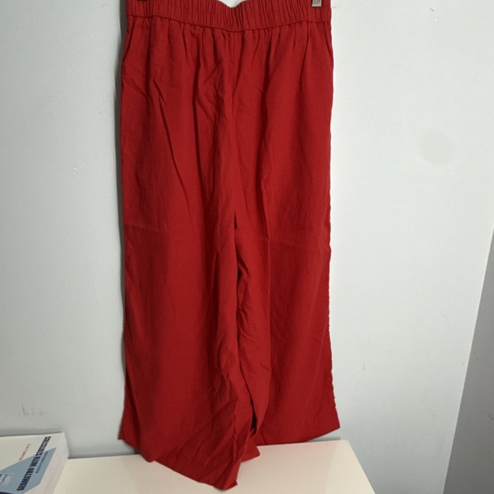 A New Day Womens XS Red Solid Wide-Leg Pull-On Pants Elastic Waist Pleated - Picture 6 of 8